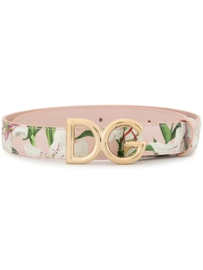 Shop Dolce & Gabbana Lily Print Belt In Hfkk8 Gigli Fdo.rosa