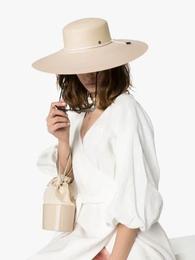 Shop Maison Michel Nat Shoelace Straw Hat - Neutrals