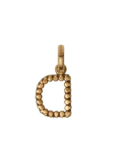 Shop Burberry Crystal ‘d' Alphabet Charm In Gold