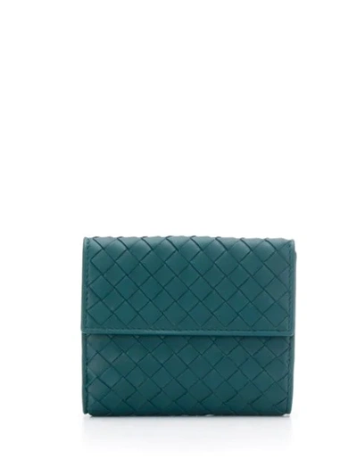 Shop Bottega Veneta Intrecciato Weave Wallet In Blue