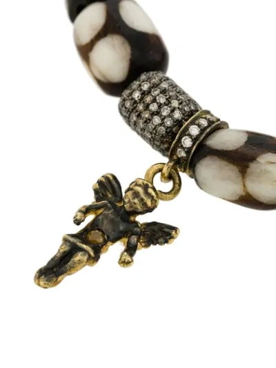 Shop Loree Rodkin Beaded Gold Angel Bracelet In Beads Brown
