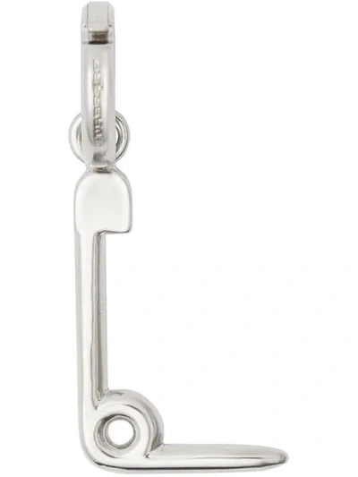 Shop Burberry Kilt Pin ‘l' Alphabet Charm In Metallic