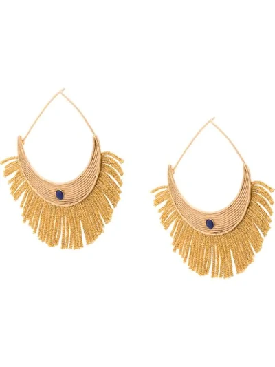 Shop Aurelie Bidermann Fringe Detail Earrings In Yellow