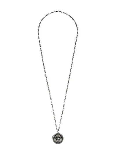 Shop Gucci Double G Pendant Necklace In Silver