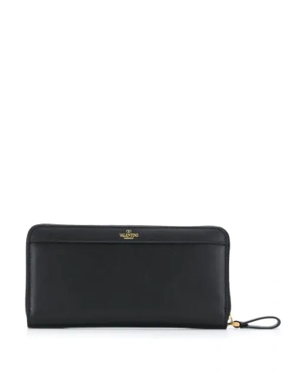 Shop Valentino Vlogo Zipped Wallet In Black