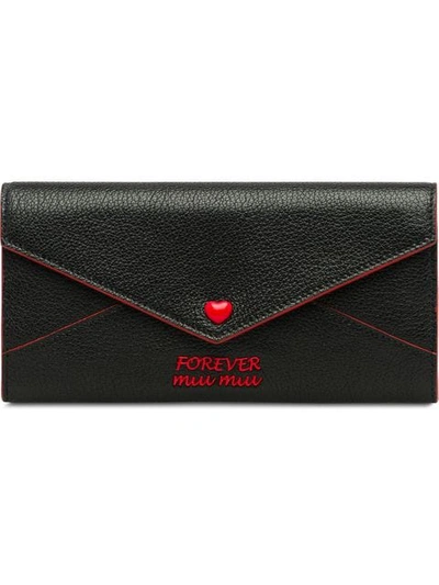 Shop Miu Miu Madras Love Envelope Wallet In Black