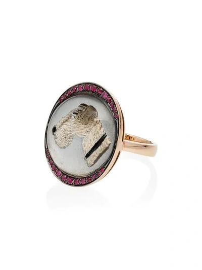 Shop Francesca Villa Crystal Woof Woof Ring In 108 - Multicoloured