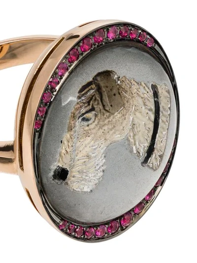Shop Francesca Villa Crystal Woof Woof Ring In 108 - Multicoloured