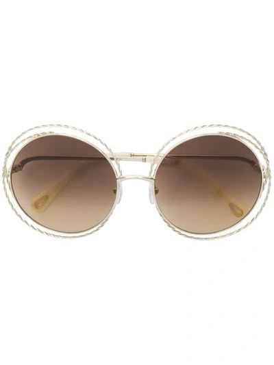 Shop Chloé Round Oversized Sunglasses In Metallic
