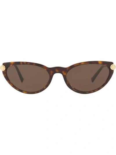 Shop Versace V-rock Cat Eye Sunglasses In Brown