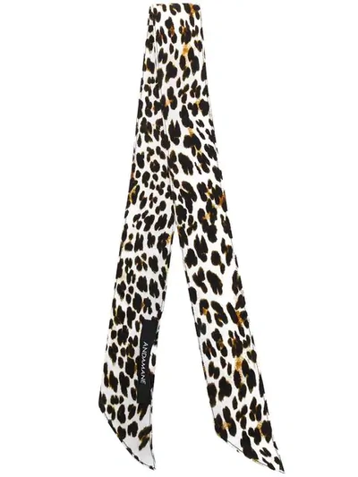 Shop Andamane Leopard Print Thin Scarf - White