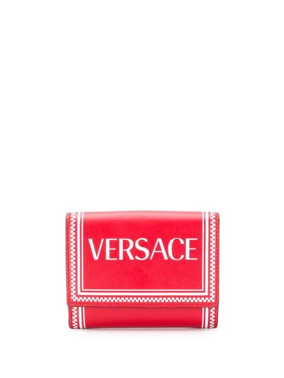Shop Versace Logo Printed Border Wallet In D6tot Red