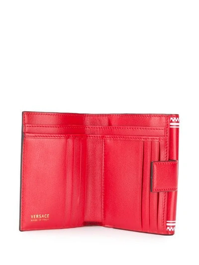 Shop Versace Logo Printed Border Wallet In D6tot Red