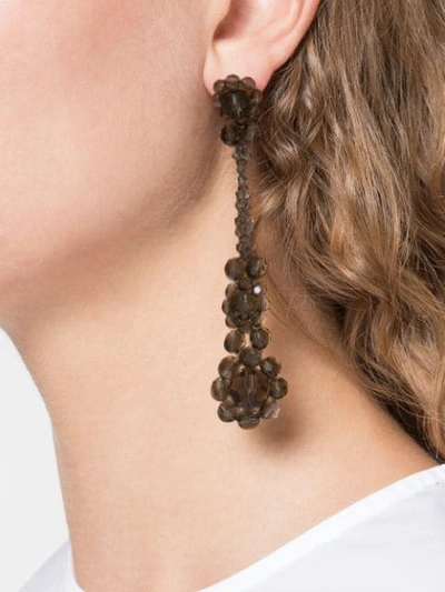 Shop Simone Rocha Floral Teardrop Earrings In Grey