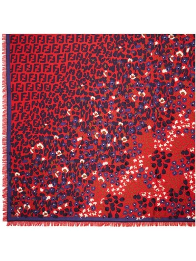 Shop Fendi Floral Patterned Shawl In Red