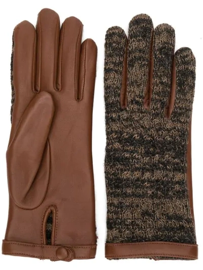 Shop Agnelle Knitted Front Gloves - Brown