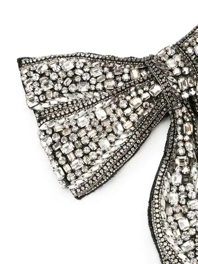 Shop Dolce & Gabbana Crystal Embellished Bow Tie In Silver