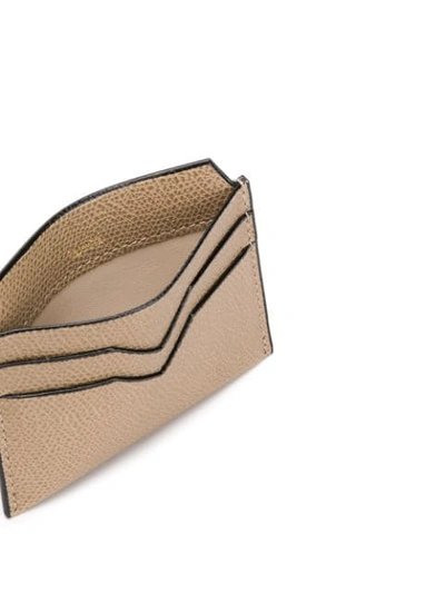 Shop Valextra V-detail Leather Card Holder In Neutrals
