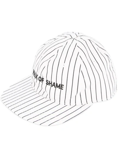 Shop Walk Of Shame Striped Embroidered Logo Cap In White