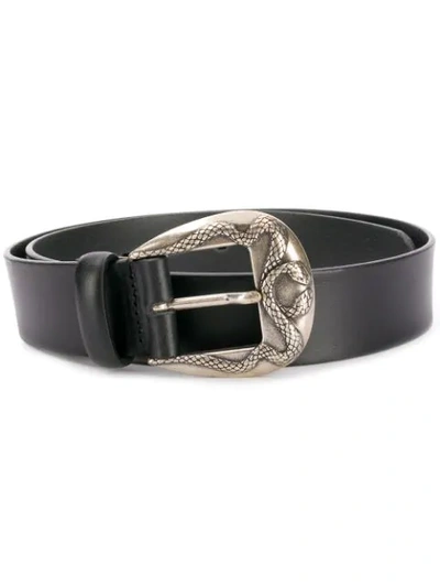 Shop Just Cavalli Snake Embellished Belt In Black