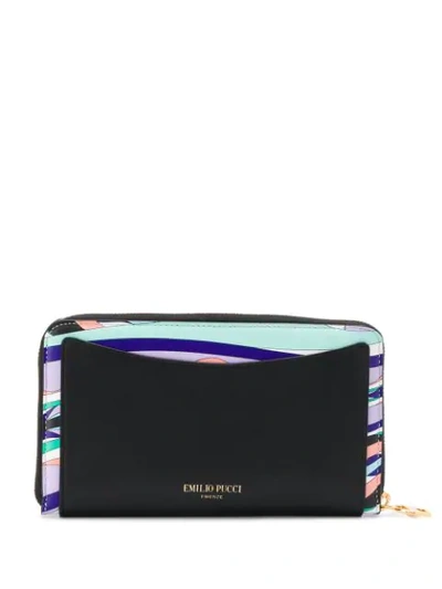 Shop Emilio Pucci Geometric Panelled Zip Wallet In Black