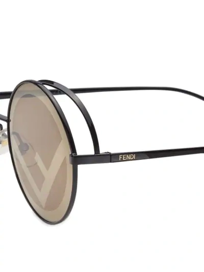 Shop Fendi Rama Round Frame Sunglasses In Black