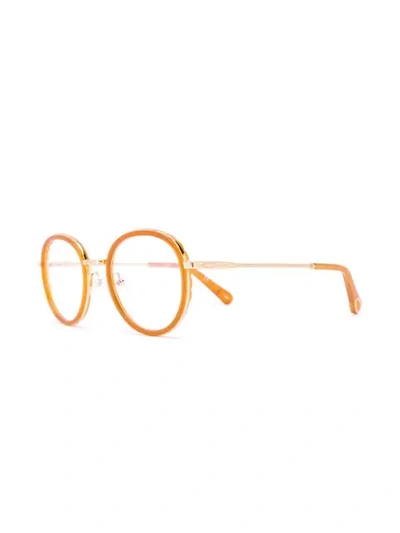 CHLOÉ EYEWEAR ROUND FRAME GLASSES - 橘色