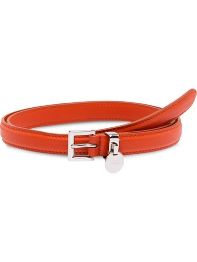 Shop Prada Leather Belt In Orange