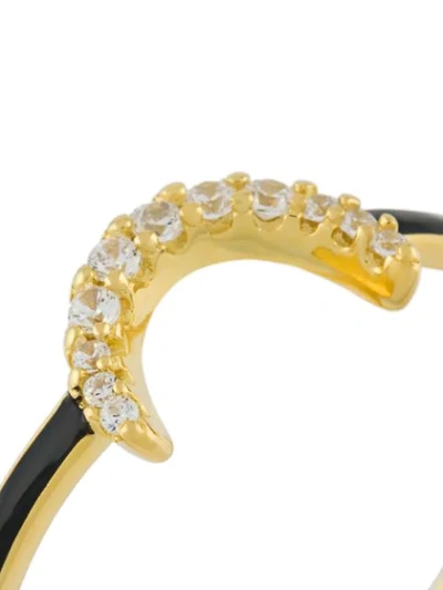 Shop Eshvi Crystal Embellished Ring In Metallic