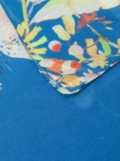 Shop Agnona Floral Print Scarf In Blue