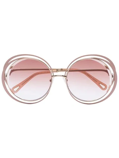 Shop Chloé Oversized Round Sunglasses In Neutrals