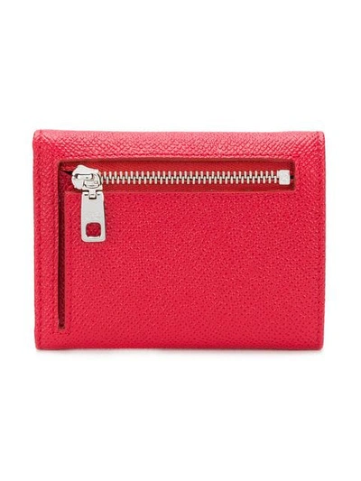 Shop Dolce & Gabbana Diamante Dg Logo Pebbled Leather Wallet In Red