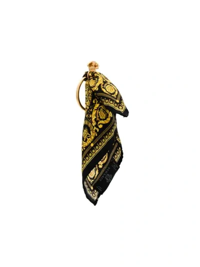 Shop Versace Scarf Detail Hoop Earrings In Black