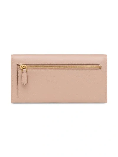 Shop Prada Logo-plaque Folding Wallet In Pink