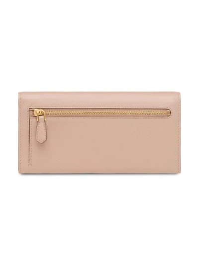 Prada Logo-plaque Folding Wallet In Pink