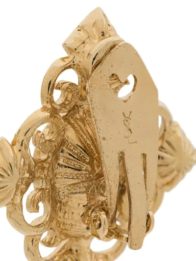 Pre-owned Saint Laurent 1980s Art Deco Clip-on Earrings In Gold