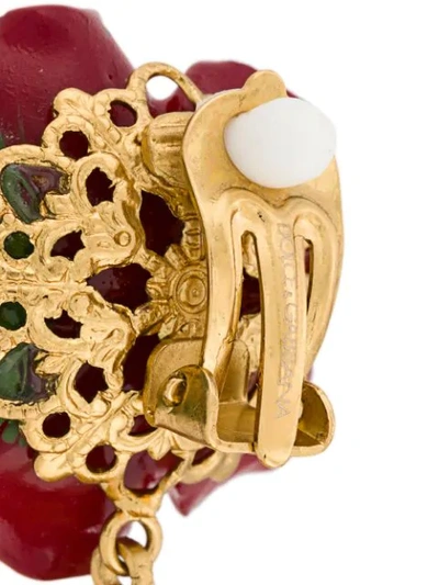 Shop Dolce & Gabbana Pendant Rose Earrings In Gold