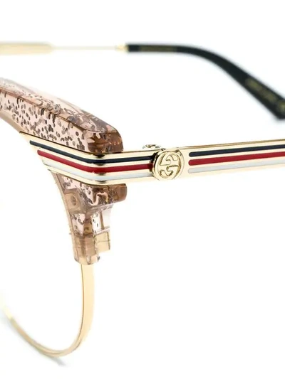 Shop Gucci Glitter Round Frame Glasses In Multicolour