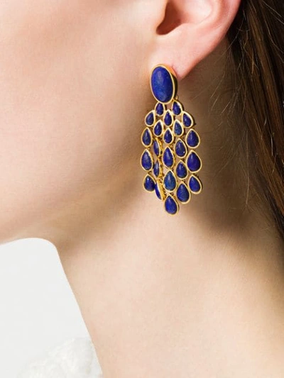 Shop Aurelie Bidermann Lapis Lazuli Drop Earrings In Metallic