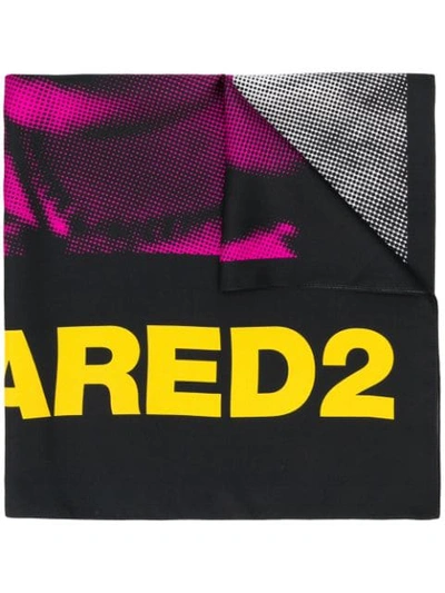 Shop Dsquared2 Graphic Print Logo Scarf In Black