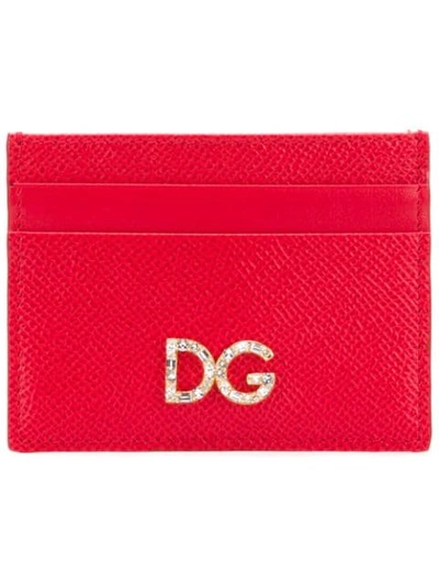 Shop Dolce & Gabbana Logo Plaque Card Case In Red