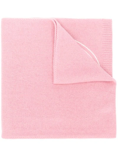 Shop Moncler Knitted Logo Scarf - Pink