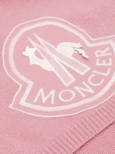 Shop Moncler Knitted Logo Scarf - Pink
