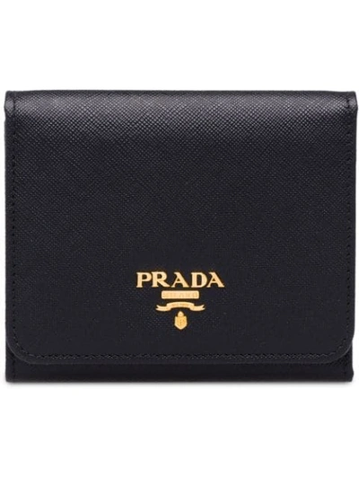 Shop Prada Small Leather Wallet In F0002 Black