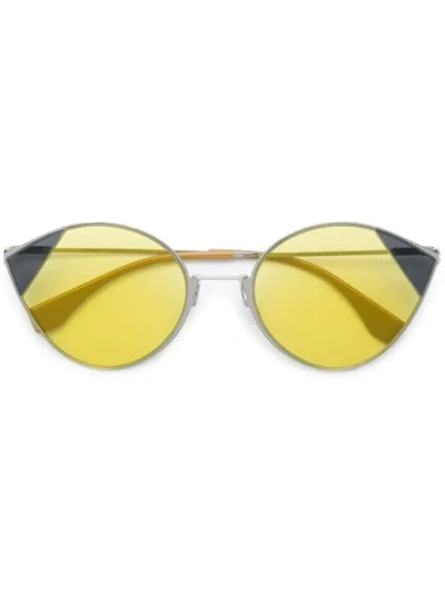 Shop Fendi Cut-eye Sunglasses In Silver