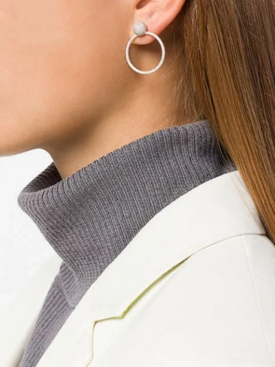 Shop Carolina Bucci Florentine Finish Small Round Door Knocker Earrings In White