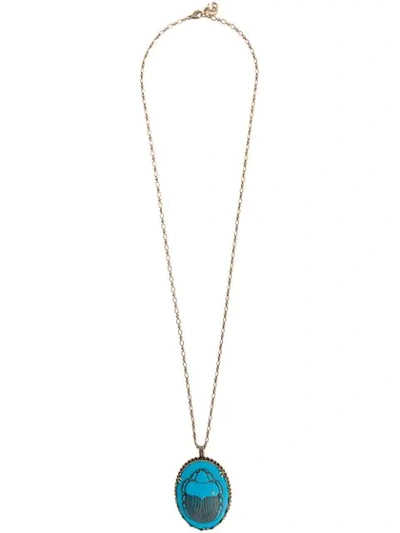 Shop Gucci Beetle Pendant Necklace In Blue