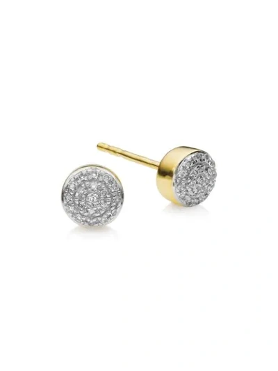 Shop Monica Vinader Fiji Mini Button Stud Diamond Earrings In Gold