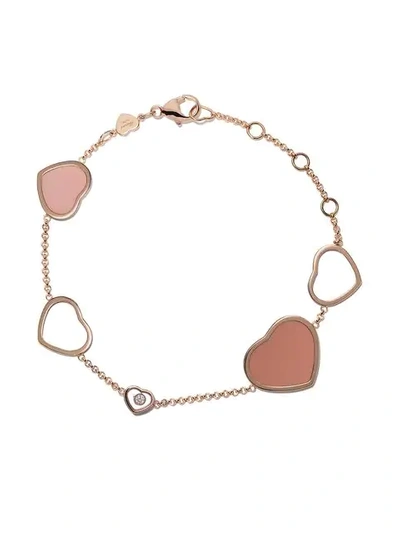 Shop Chopard 18kt Rose Gold Happy Hearts Rosé Stone And Diamond Bracelet