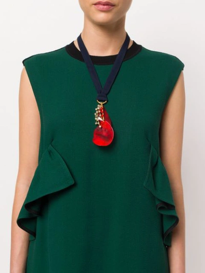Shop Marni Abstract Pendant Necklace In Blue